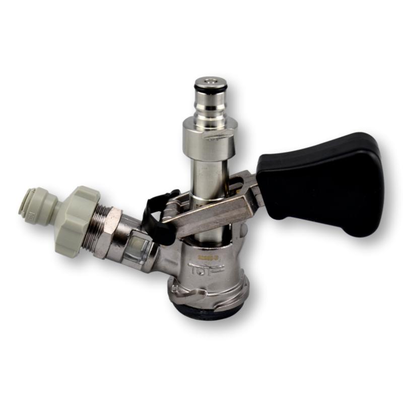 D keg coupler with ball lock post adapter