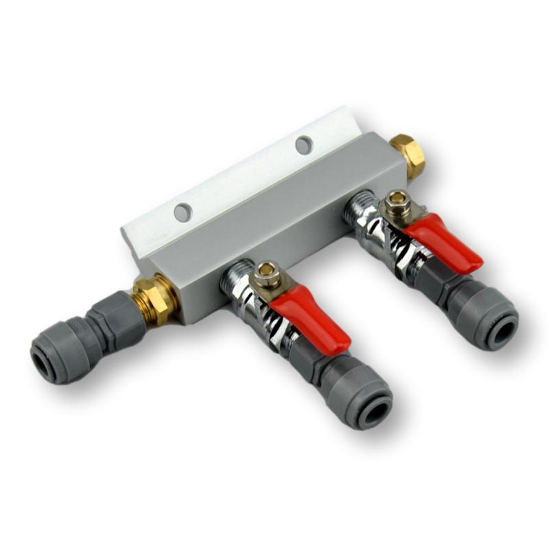 2 way gas manifold push fitting