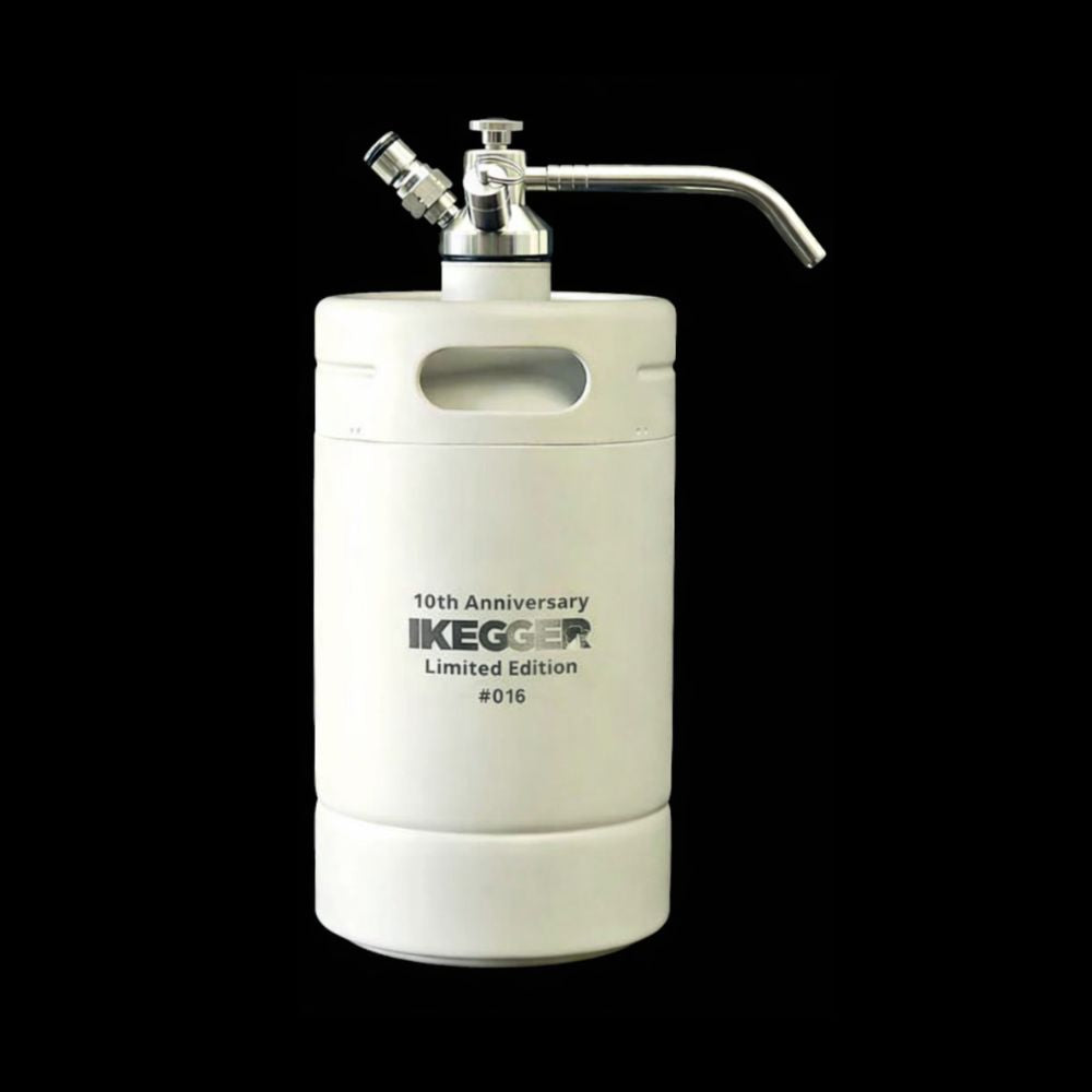iKegger Mini Beer Keg Premium White 2L – 10 Year Anniversary Edition