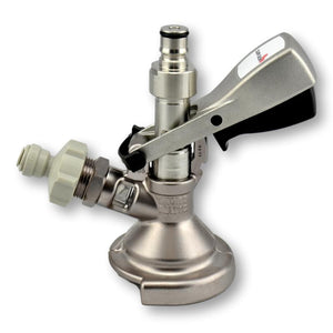 M keg coupler with ball lock post adapter