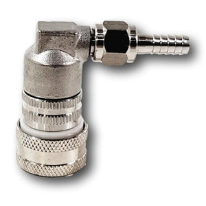 stainless steel gas MFL disconnect barb and nut connection