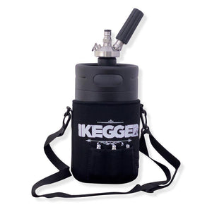 black 2L mini coffee keg with carry sleeve